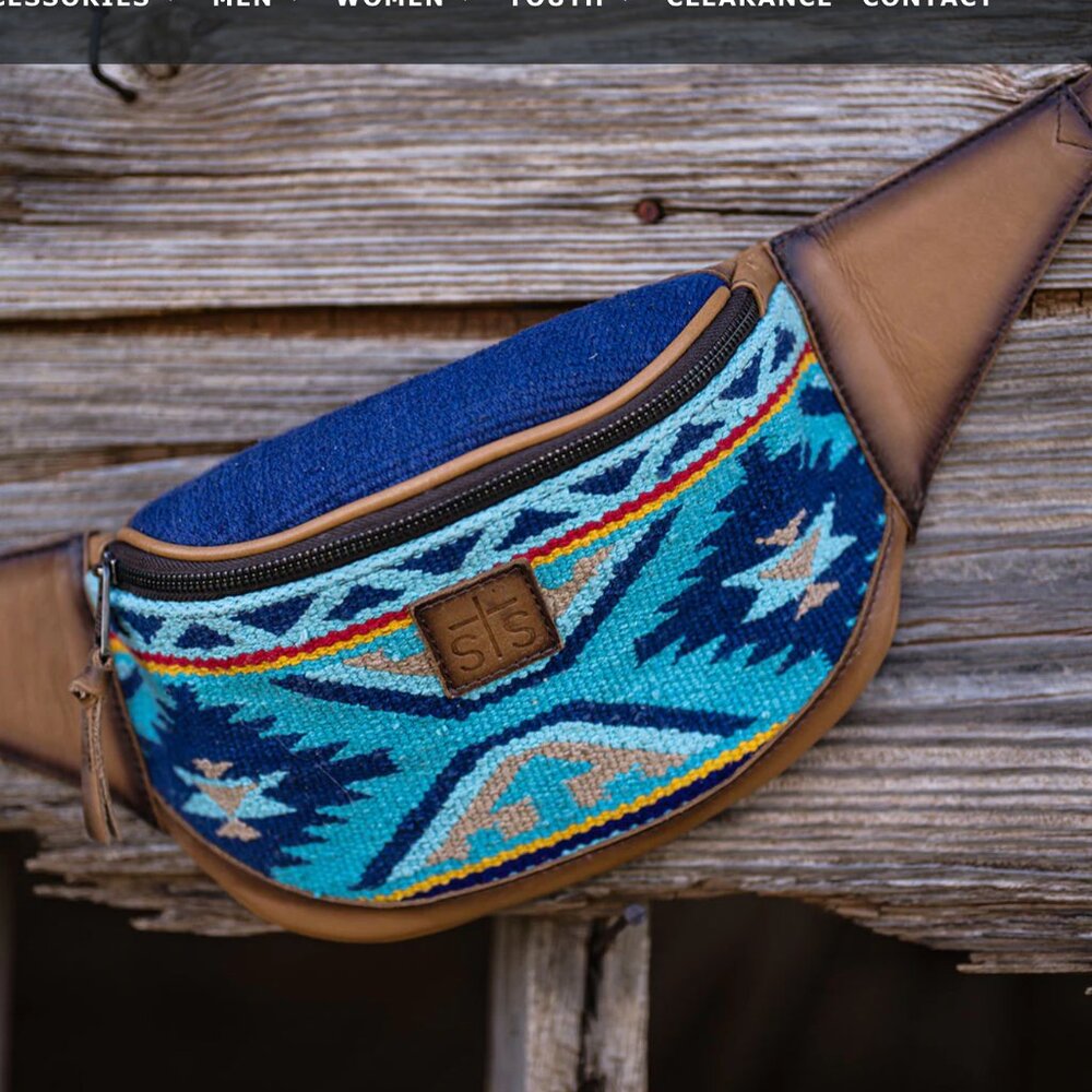 STS Ranchwear Women's Blue and Brown Waist Bag